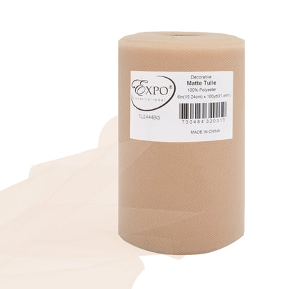 Decorative Matte Tulle, Roll/Spool of 6” X 100 Yards, Pack of 1