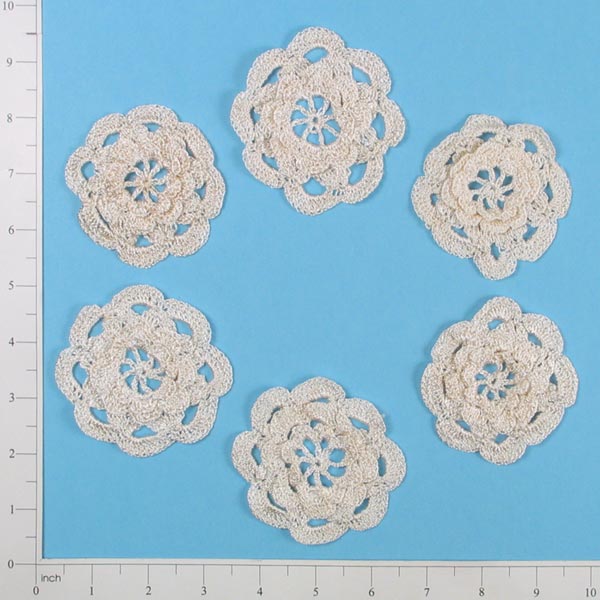 Ann Crochetted Applique/Patch  - Pack of 6  - Ivory