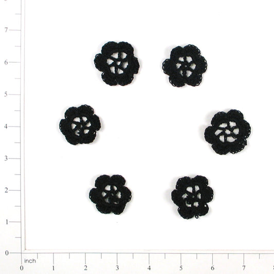 Trudy Crochet Applique/Patch  - Pack of 6 pieces  - Black