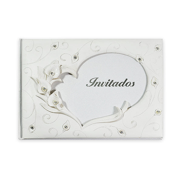 Calla Lilly "Invitados" Guest Book w/Pen Set - White