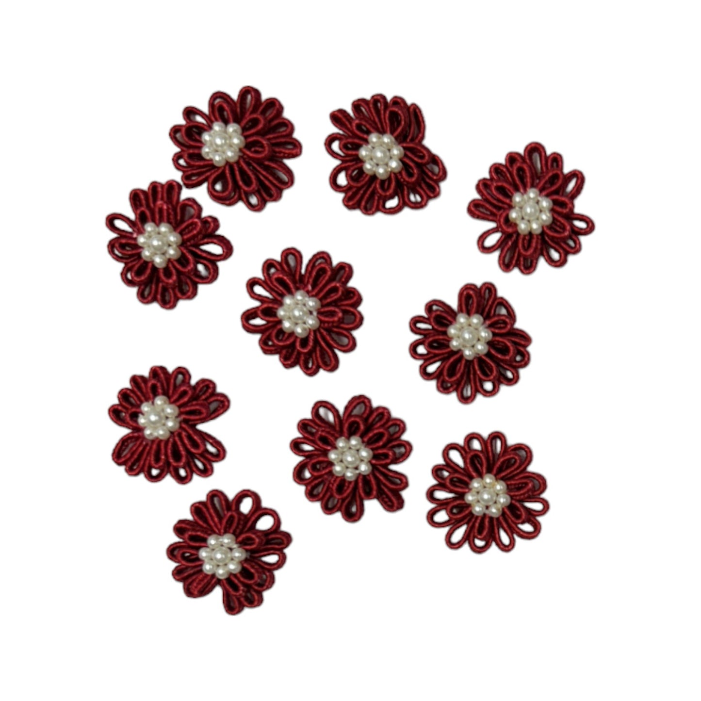 Mini Daisy Applique Pack of 10  - Burgundy